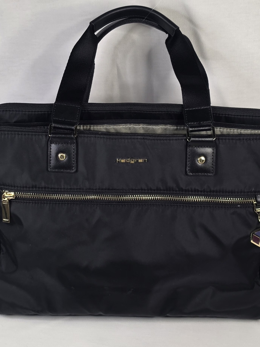 Hedgren Nylon Briefcase with Gold Hardware